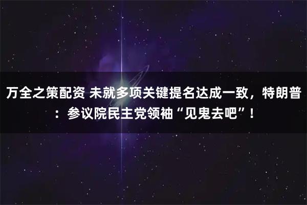 万全之策配资 未就多项关键提名达成一致，特朗普：参议院民主党领袖“见鬼去吧”！