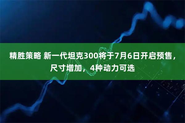 精胜策略 新一代坦克300将于7月6日开启预售，尺寸增加，4种动力可选