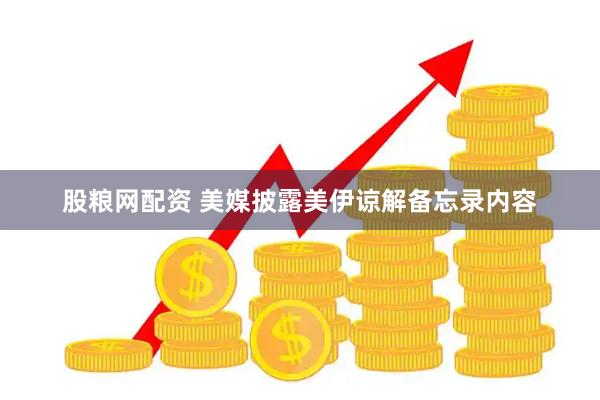 股粮网配资 美媒披露美伊谅解备忘录内容